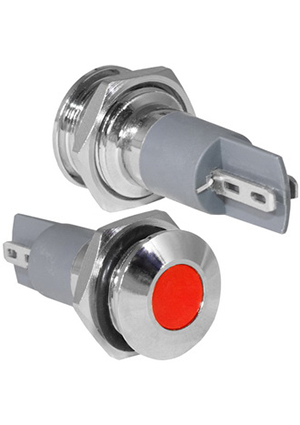 GQ12PF-R, Индикатор антивандальный RUICHI GQ12PF-F, точечный излучатель, 12-24 В, 15 мА, гибкие выво