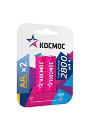 KOCR6NIMH2800MAH2BL, Аккумулятор AA/R6 2800мА.ч NI-MN BP-2 (блист.2шт) КОСМОС KOCR6NIMH2800MAH2BL