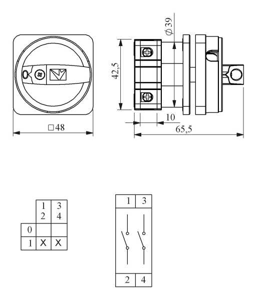 PSA020AK241E, Переключатель авар., 2 полюса, двухпозиционный (0-1), 20А