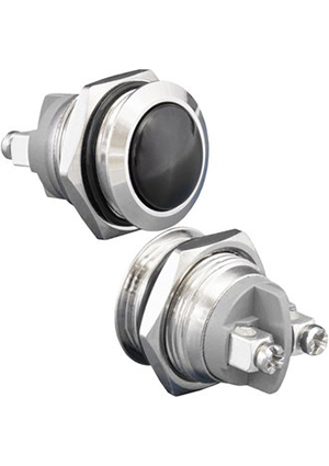 GQ16B-10/B/N off-(on), Кнопка антивандальная без подсветки RUICHI GQ16B-10/B/N, 1NO, ОFF-(ON) без фи