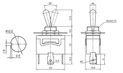 KN3(C)-102AP-B2, ON-ON 1 гр. конт.on-on  1гр. конт. клеммы