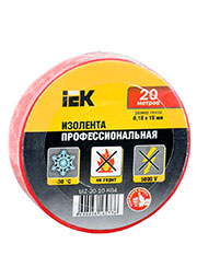 UIZ-20-10-K04, Изолента ПВХ 0.18х19мм красн. (рул.20м) IEK UIZ-20-10-K04