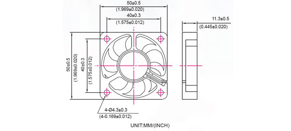 EC5010H12BA, 50*50*10 12V 3pin