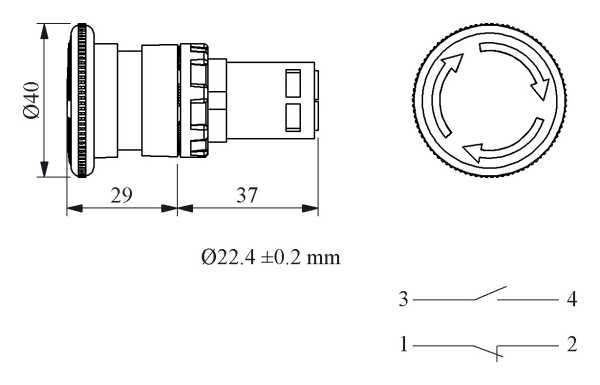 MB102E, Кнопка-моноблок аварийная (1НО+1НЗ)