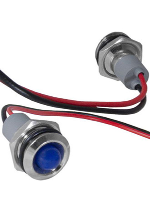 GQ10WR-B, Индикатор антивандальный RUICHI GQ10WR-B, цвет синий, точечный излучатель, 12-24 В, 15 мА,
