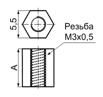 HP-49, стойка межплатная шестигранная 49мм М3 нейлон