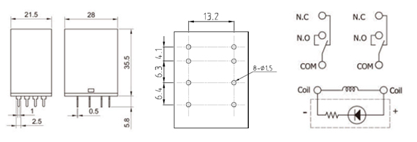 TRY-220VDC-P-2CL, реле 10A 250VAC
