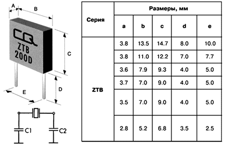 ZTB 480 КГц, керамический резонатор