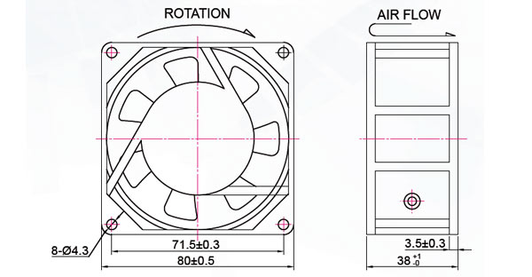 EC8038A2HST, 80*80*38 220V
