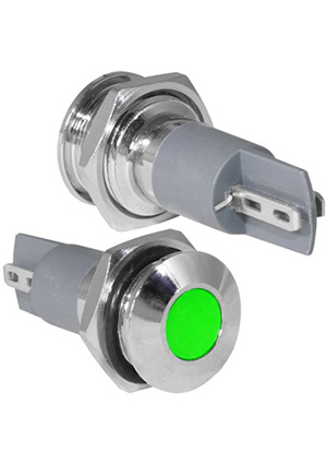 GQ12PF-G, Индикатор антивандальный RUICHI GQ12PF-G, цвет зеленый, точечный излучатель, 12-24 В, 15 м