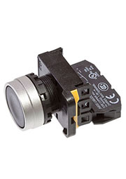 A204B-M1E10B, кнопка черная 250В 5А с контактным блоком A20-E10P