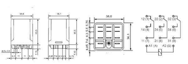 RUC-1013-25-1024, Реле 24VDC 3 Form C 400VAC/16А