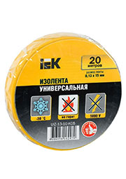 UIZ-13-10-K05, Изолента ПВХ 0.13х15мм (рул.20м) желт. IEK UIZ-13-10-K05