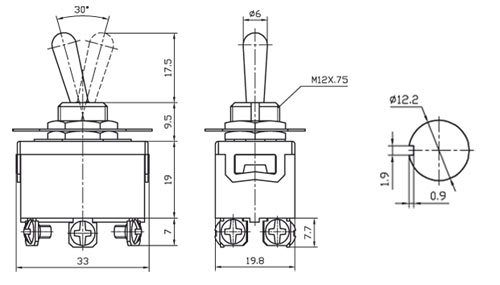 KN3(C)-202A-B2, ON-ON 2гр. конт. винты