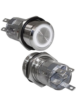 LAS2GQF-11E/W/N on-(on), Кнопка антивандальная с подсветкой RUICHI LAS2GQF-11E/W/N, ON-(ON) без фикс