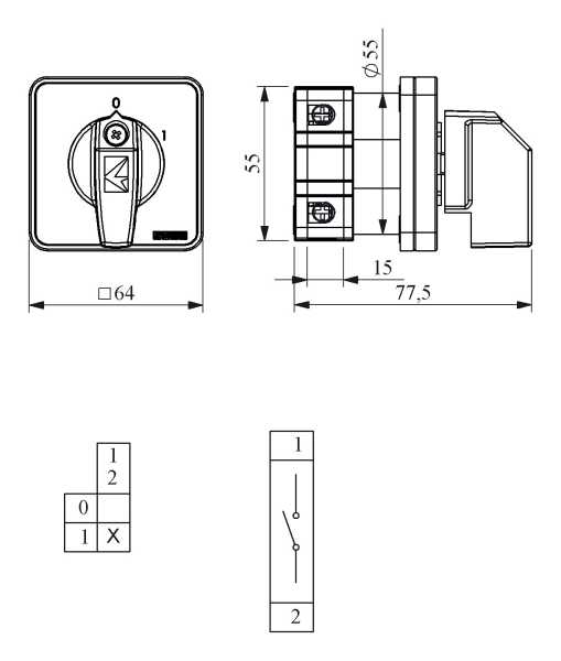 PSA040AK131S, Переключатель двухпозиционный (0-1), 1 полюс, 40А