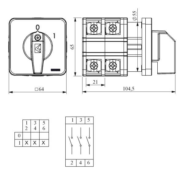 PSA063AK331S, Переключатель двухпозиционный (0-1), 3 полюса, 63А