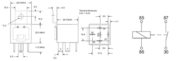 VF4-11F13=2-1393305-1, VF4-11F13,реле 1 Form A SPST-1NO 90Ом 12VDC/40A=2-1393305-1