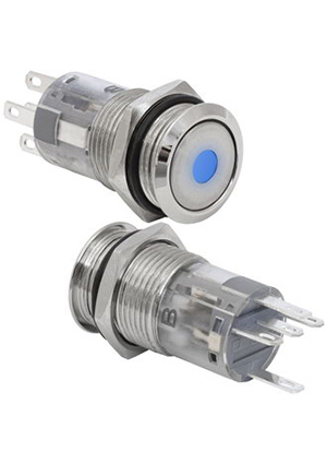 LAS2-GQF-11ZD/B on-on, Кнопка антивандальная с подсветкой RUICHI LAS2-GQF-11ZD/B on-on, М16, IP65, н