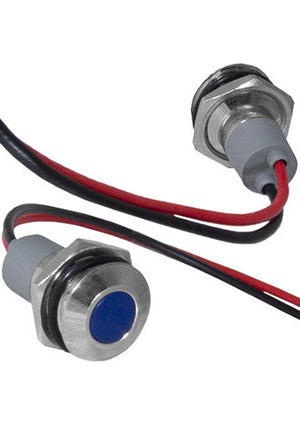 GQ10WF-B, Индикатор антивандальный RUICHI GQ10WF-B, цвет синий, точечный излучатель, 12-24 В, 15 мА,