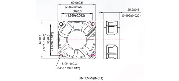 EC6025L12S, 60*60*25 12V