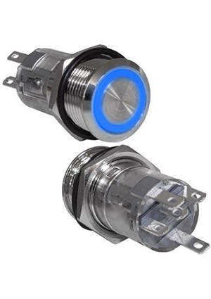 LAS2GQF-11E/B/N on-(on), Кнопка антивандальная с подсветкой RUICHI LAS2GQF-11E/B/N, ON-(ON) без фикс