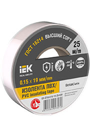 EX-IZ10-C15-19-25-K01, Изолента 0.15х19мм (рул.25м) бел. IEK EX-IZ10-C15-19-25-K01