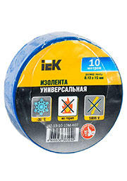 UIZ-13-10-10M-K07, Изолента ПВХ 0.13х15мм (рул.10м) син. IEK UIZ-13-10-10M-K07