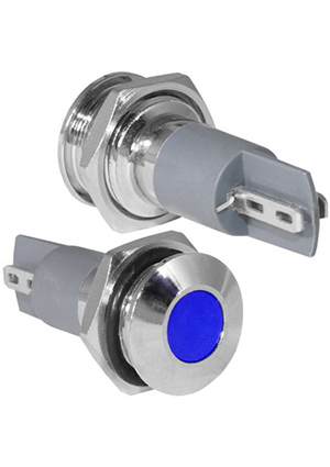 GQ10PF-B, Индикатор антивандальный RUICHI GQ10PF-B, цвет синий, точечный излучатель, 12-24 В, 15 мА,