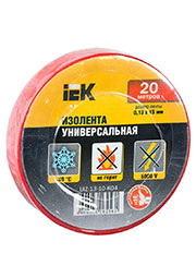 UIZ-13-10-K04, Изолента ПВХ 0.13х15мм (рул.20м) красн. IEK UIZ-13-10-K04