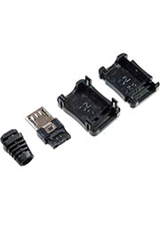 microUSB 5BM, разъем microUSB 2 контакта с прямым пластиковым кожухом черный