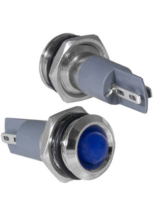 GQ10PR-B, Индикатор антивандальный RUICHI GQ10PR-B, цвет синий, точечный излучатель, 12-24 В, 15 мА,