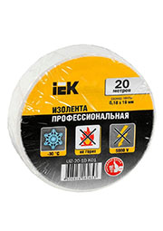 UIZ-20-10-K01, Изолента ПВХ 0.18х19мм бел. (рул.20м) IEK UIZ-20-10-K01