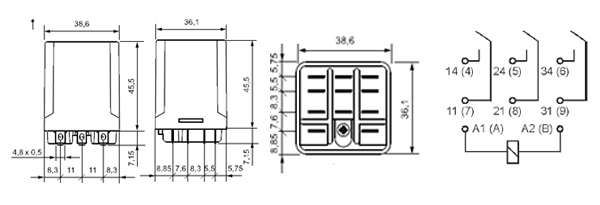 RUC-2053-26-W024-L, 863249, Реле промежуточное катушка 24В 345Ом 3-NO