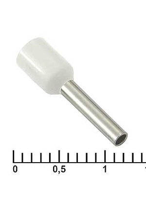 DN01510 white (1.7x10mm), Наконечник на кабель RUICHI DN01510, белый, 1.7x10 мм, 1.5 мм2