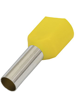 DTE06014 yellow (3.5x14mm), Наконечник штыревой втулочный изолированный RUICHI DTE06014, 3.5x14 мм,