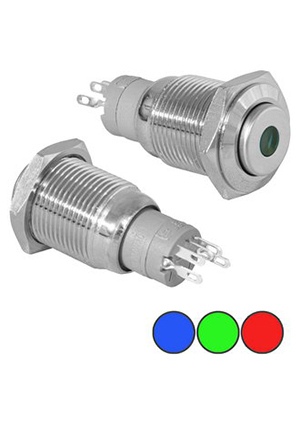 LAS2-GQH-11D/R on-(on), Кнопка антивандальная с подсветкой RUICHI LAS2-GQH-11D/R on-(on), М16, IP40,