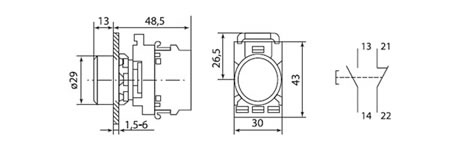 SQ0747-0003, MP1-20Y кнопка в сборе d22мм 1з+1р желтая
