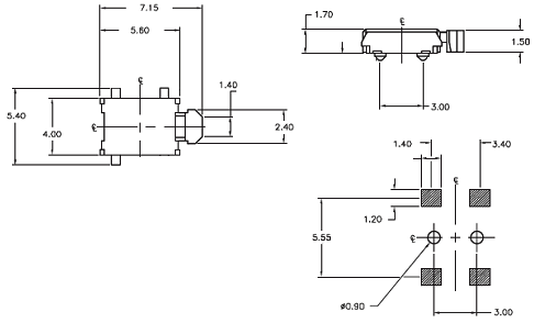 1571262-1, FSMMST тактовая кнопка боковая SMD белая с толкателем 5.6x4мм