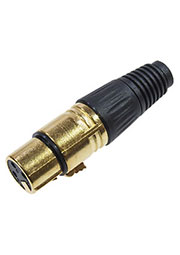 1-504G BK, разъем XLR 3 контакта гнездо металл "позолоченный" цанга на каб. черн.
