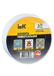 UIZ-13-10-10M-K01, Изолента ПВХ 0.13х15мм (рул.10м) бел. IEK UIZ-13-10-10M-K01