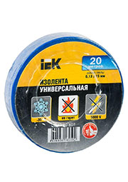 UIZ-13-10-K07, Изолента ПВХ 0.13х15мм (рул.20м) син. IEK UIZ-13-10-K07