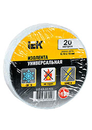 UIZ-13-10-K01, Изолента ПВХ 0.13х15мм (рул.20м) бел. IEK UIZ-13-10-K01