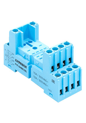 PYF-044BE/2WH, 2-ярусная монтажная колодка с винтовыми клеммами для 4-х контактных реле, белая