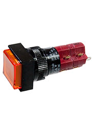 D16LAS1-2ABJO, кнопка с фиксацией LED подсветка 250В 5А оранжевый