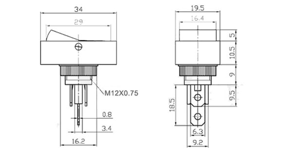 ASW-11D/BL, Переключатель, синий, 12В