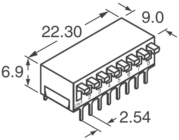 BPA08B, DIP переключатель 0.1А 5В, в отверстие