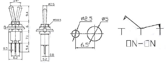SMTS-102-2A1, миниатюрный тумблер ON-ON 3 контакта красный