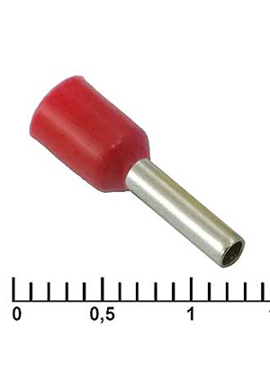 DN01508 red (1.7x8mm), Наконечник втулочный изолированный RUICHI DN01508, 1.7x8 мм, 1.5 мм2, красный