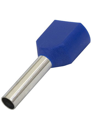 DTE02513 blue (2.9x13mm), Наконечник втулочный изолированный двойной RUICHI DTE02513, 2.9x13 мм, 2х2
